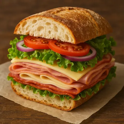 Sliced Sandwich with Layers of Meats