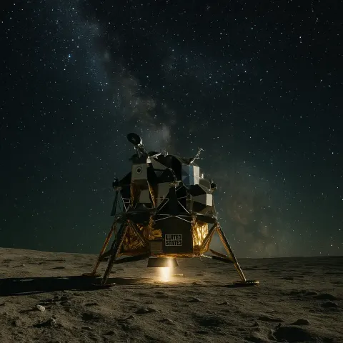 Apollo Lunar Module Touching Down on the Moon’s Surface