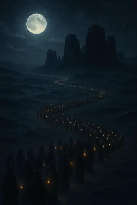 Vast Procession of Robed Figures