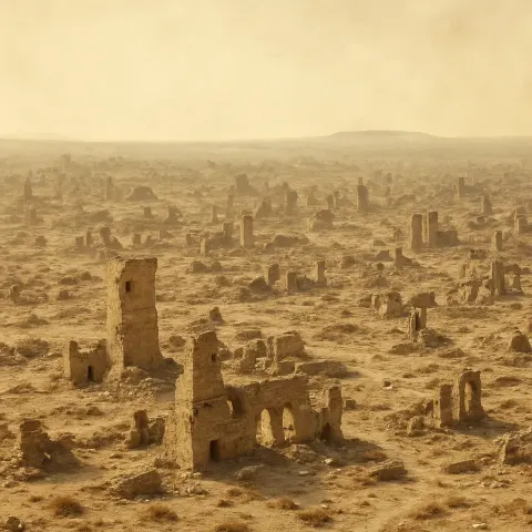Innumerable Crumbling Stone Structures of a Forgotten Ancient City Stretch