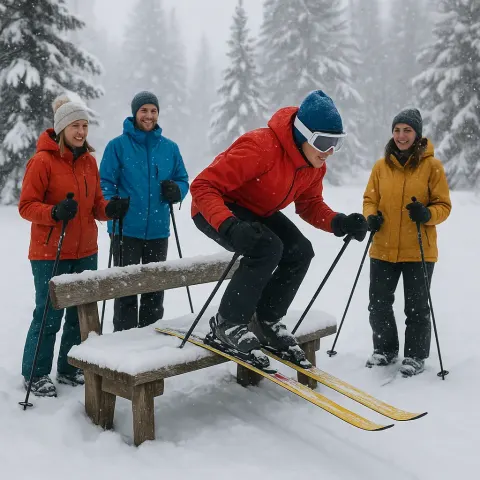 Group of People in a Snowy Outdoor Scene