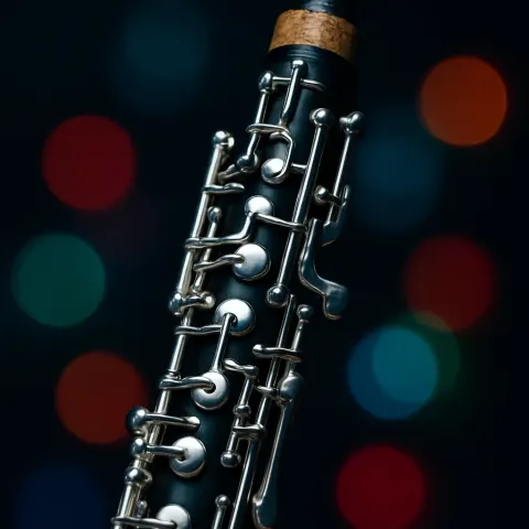 Single Oboe—crafted from Deep Ebony Wood with Intricately Silver-plated Keys