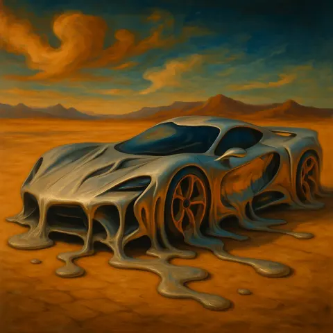 Surreal Artwork Depicting a Futuristic Sports Car