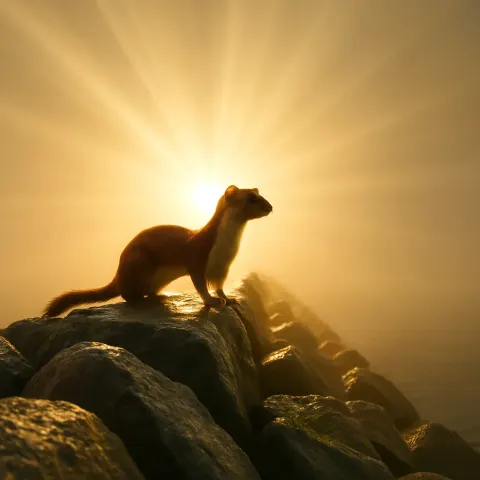 Reddish-brown Weasel with an Elongated Body