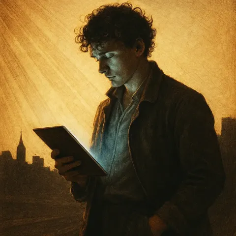 Infamous Working-class Figure with Curly Defined Ringlets Hair Stands Partially