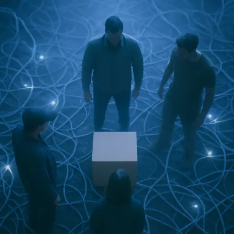 Centrally Composed Scene Unfolds Within Vast