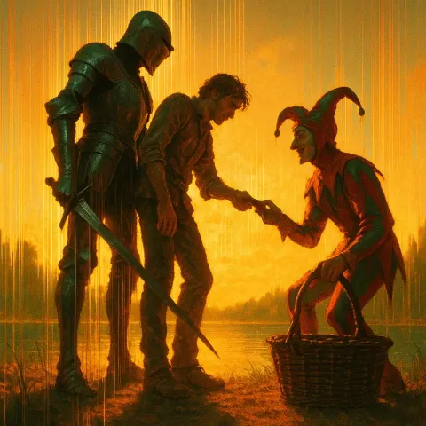 Slender Medieval Knight and a Curious Explorer in Rugged Trousers