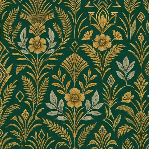Detailed and Seamless Wallpaper Showcasing an Elaborate Art Deco-inspired Design