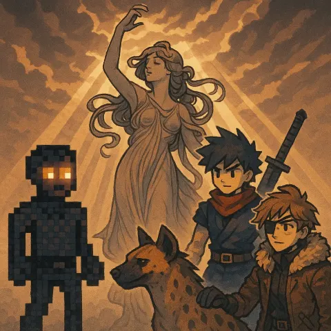 Glowing-eyed Pixel-art Person