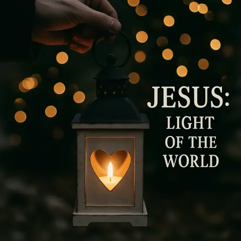 Hand Holding a Lit Lantern with a Heart-shaped Cutout