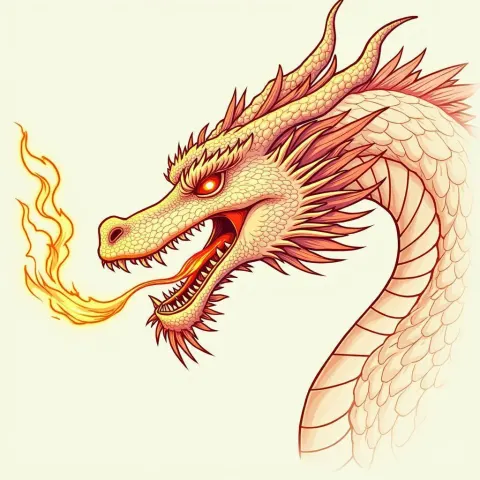 Whiteboard Dragon Head Breathing Bright Fire