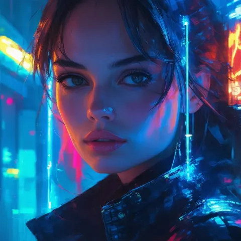 Natalie Portman in Neonpunk Fantasy Lines