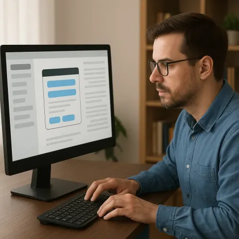 Person Using a Computer by Typing on the Keyboard