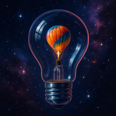 Ethereal Depiction of a Pristine Glass Light Bulb Drifting Peacefully