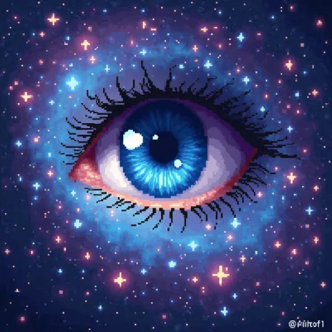 Blue Eye Swirling in a Pixel Galaxy