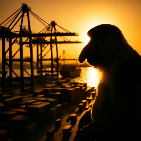 Detailed Miniature World of Active Shipping Docks with Large Cranes