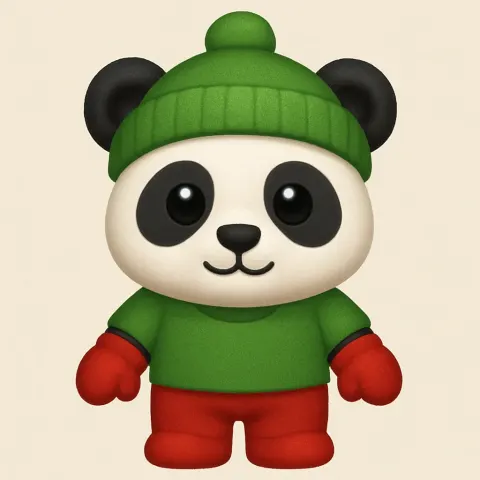 Baby Panda Emoji Dressed in a Green Hat
