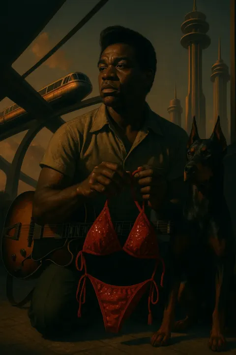 Legendary Musician-inspired Lover with a Wide Broad Nose and Mid-20th-century
