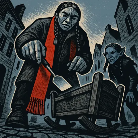 Towering Indigenous Scholar with Exaggeratedly Large Hands and Distinct Braids