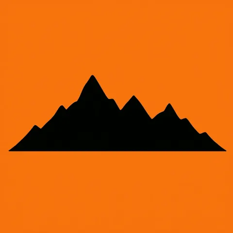 Solid Black Silhouette of a Simple Mountain Range