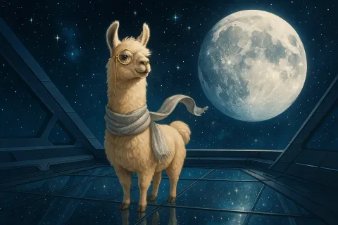 Whimsical Scene Unfolds as a Llama