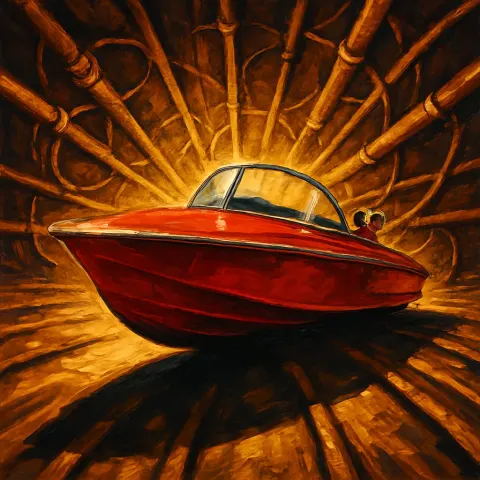 Single Racing Red Speedboat