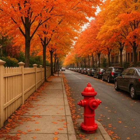 City Street with Autumn Trees