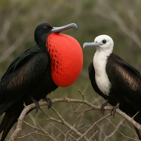 Male Frigatebird Displaying its Bright Red Gular Sac Fully