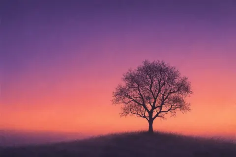 Tranquil Scene Showcases the Tender Gradient of a Dusk Sky