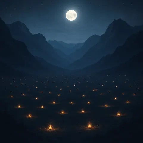Myriad Distant Campfires Twinkle Like Fallen Stars Across a Vast