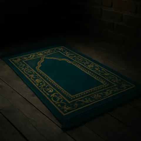 Jewel-toned Prayer Rug with a Braided Edge Rests
