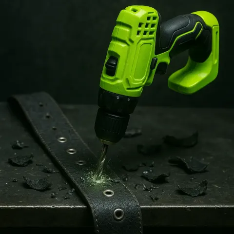 Vibrant Lime-green Electric Drill Spinning Fervently as its Bit Drives