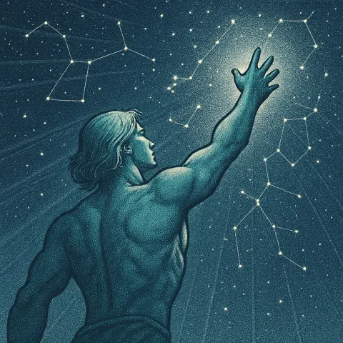 Aged Yet Athletically Defined Figure of Unnatural Blue-green Hue