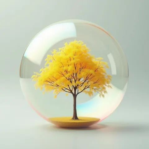 Yellow Tree Sealed in an Ethereal Bubble