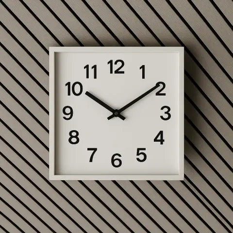 Square Wall Clock with Minimalistic Black Hands