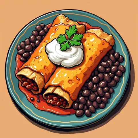 Manga Enchiladas Crowned With Sour Cream