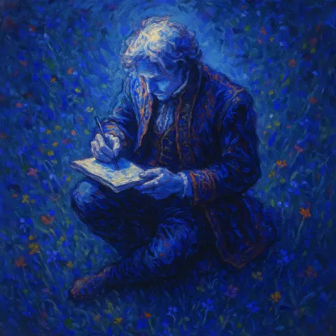 Off-center Artist in Rich Attire