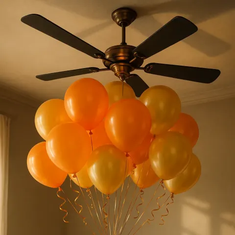 Vibrant Group of Balloons in Shades of Orange and Gold