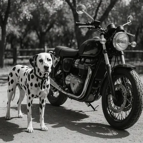 Black-and-white Spotted Dalmatian Stands