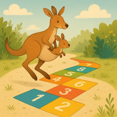 Mother Kangaroo and Her Joey Leapt Along a Vibrant Trail