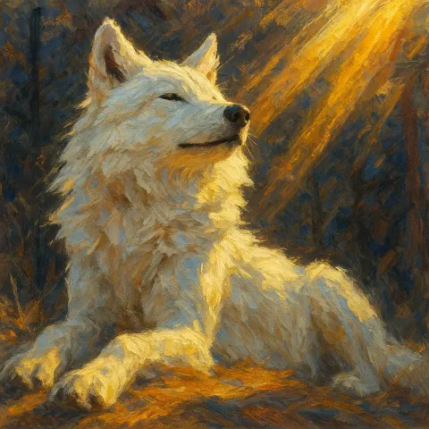 Luxurious White Wolf