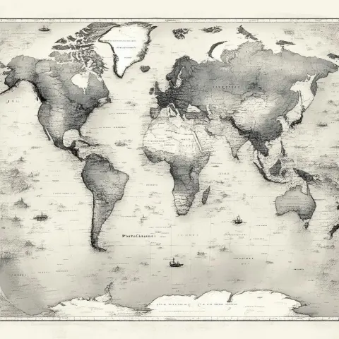 Minimalist Monochrome Map of the World