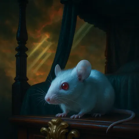 Petite and Delicate Mouse with Ruby-red Eyes