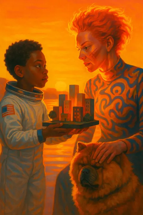 Child Pioneer Astronaut with Coily Hair