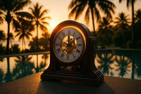 Single Mantelpiece Clock—its Polished Hardwood Body