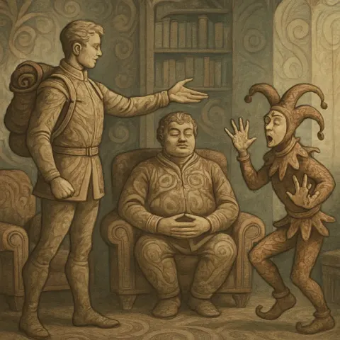 Within a Quiet Scholarly Room Filled with Leather Armchairs