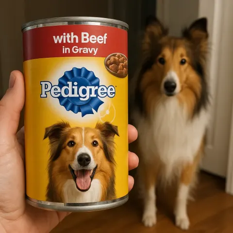 Person Holds a Can of Pedigree Dog Food