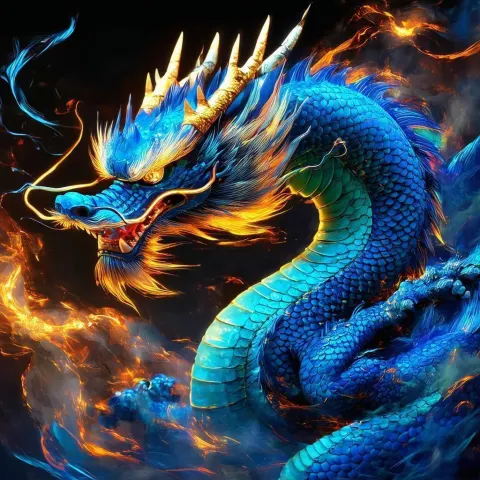 Majestic Blue Dragon Surveying Its Domain