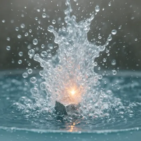 Small Piece of Sodium Metal Reacting Vigorously with Water