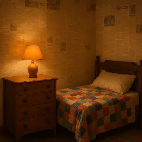 Cozy Bedroom Featuring a Wooden Dresser